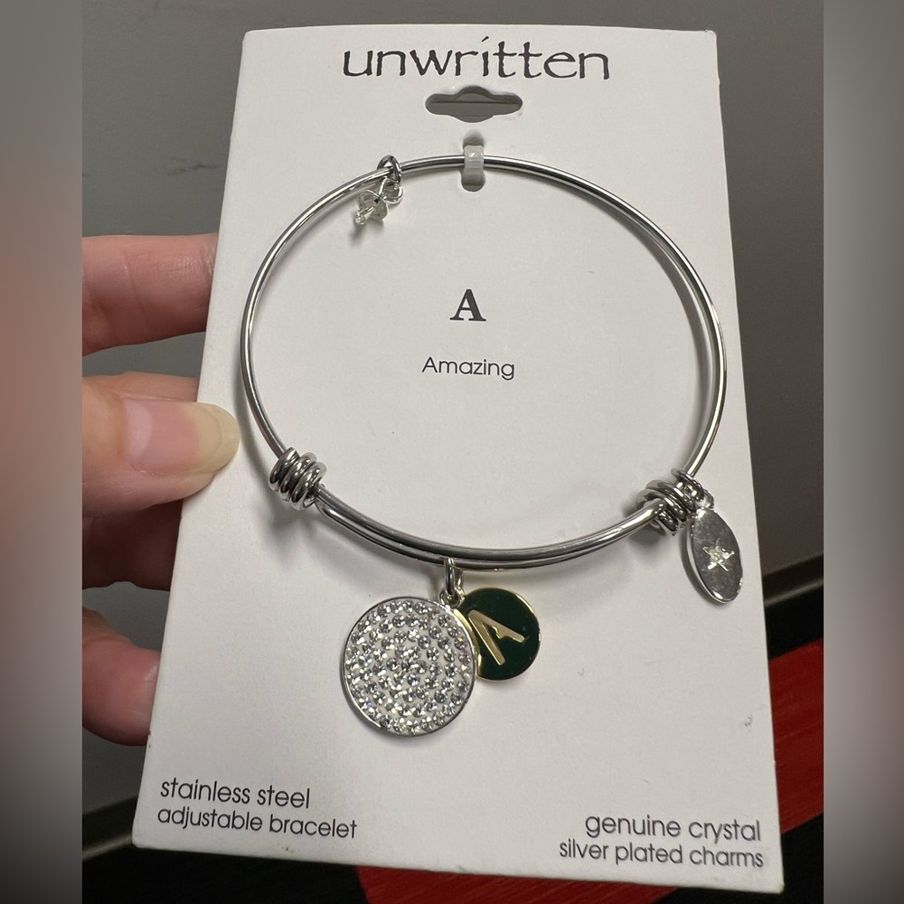 UNWRITTEN Initial A Stainless Steel bangle